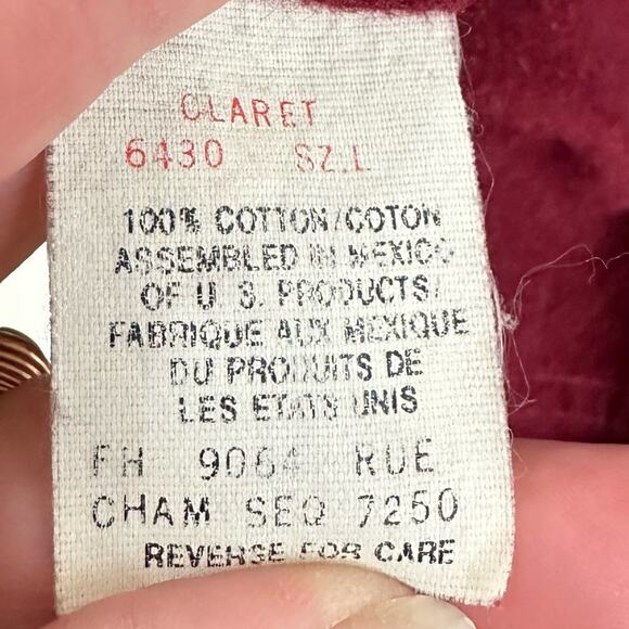 Woolrich Flannel Button Down Shirt Claret Size Large - Picture 5 of 6